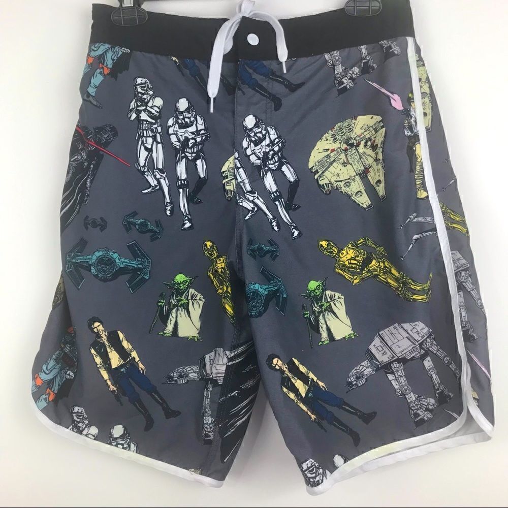 Star Wars Character Graphic Print Swim Trunks